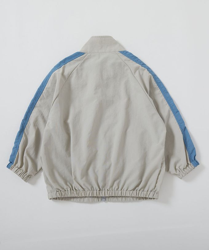 日本 devirock - 防潑水 袖配色輕量尼龍外套-刺繡logo-淺灰x天藍