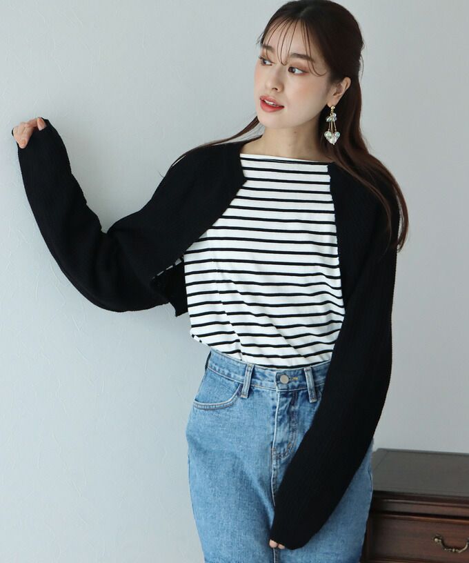 日本 BLUE EAST - 率性羅紋短版針織外套-白