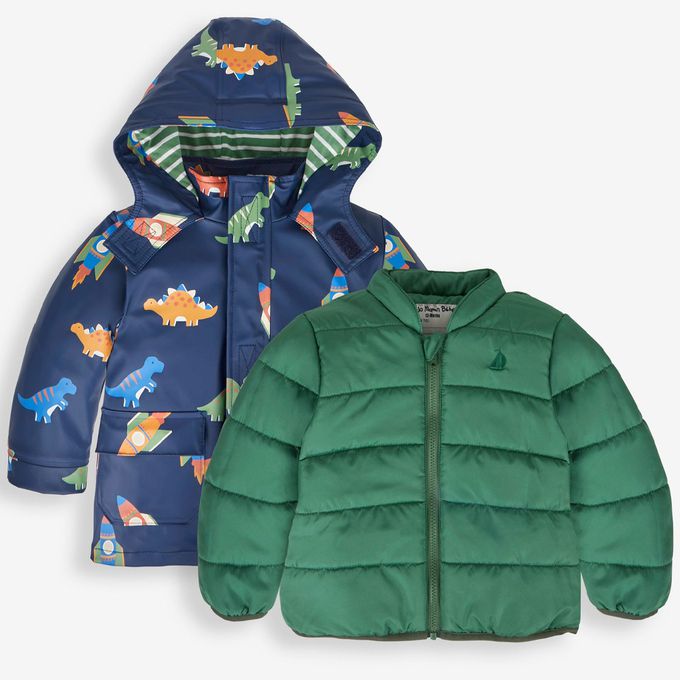 英國 JoJo Maman BeBe - 三合一多功能防水保暖外套-恐龍火箭