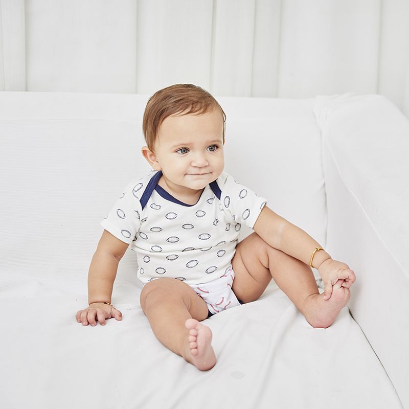 美國 Luvable Friends - 100%純棉嬰幼兒短袖包屁衣3件組-吊帶褲