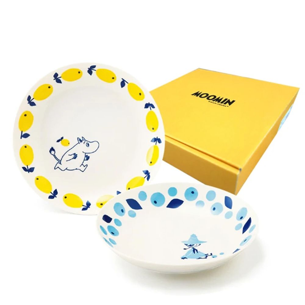 日本山加 yamaka - moomin 嚕嚕米彩繪陶瓷深盤禮盒-MM0313-139-2入組