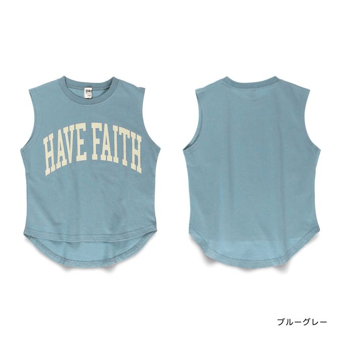 日本 BRANSHES - 簡約英文標語無袖上衣-炭灰