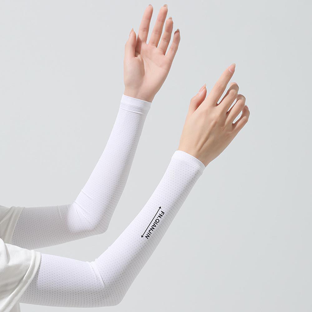 UPF50+成人冰絲涼感防曬袖套-女款-白色