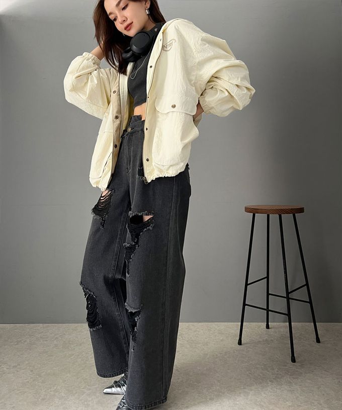 日本 Classical Elf - 胸前logo大口袋輕量連帽風衣外套-灰杏