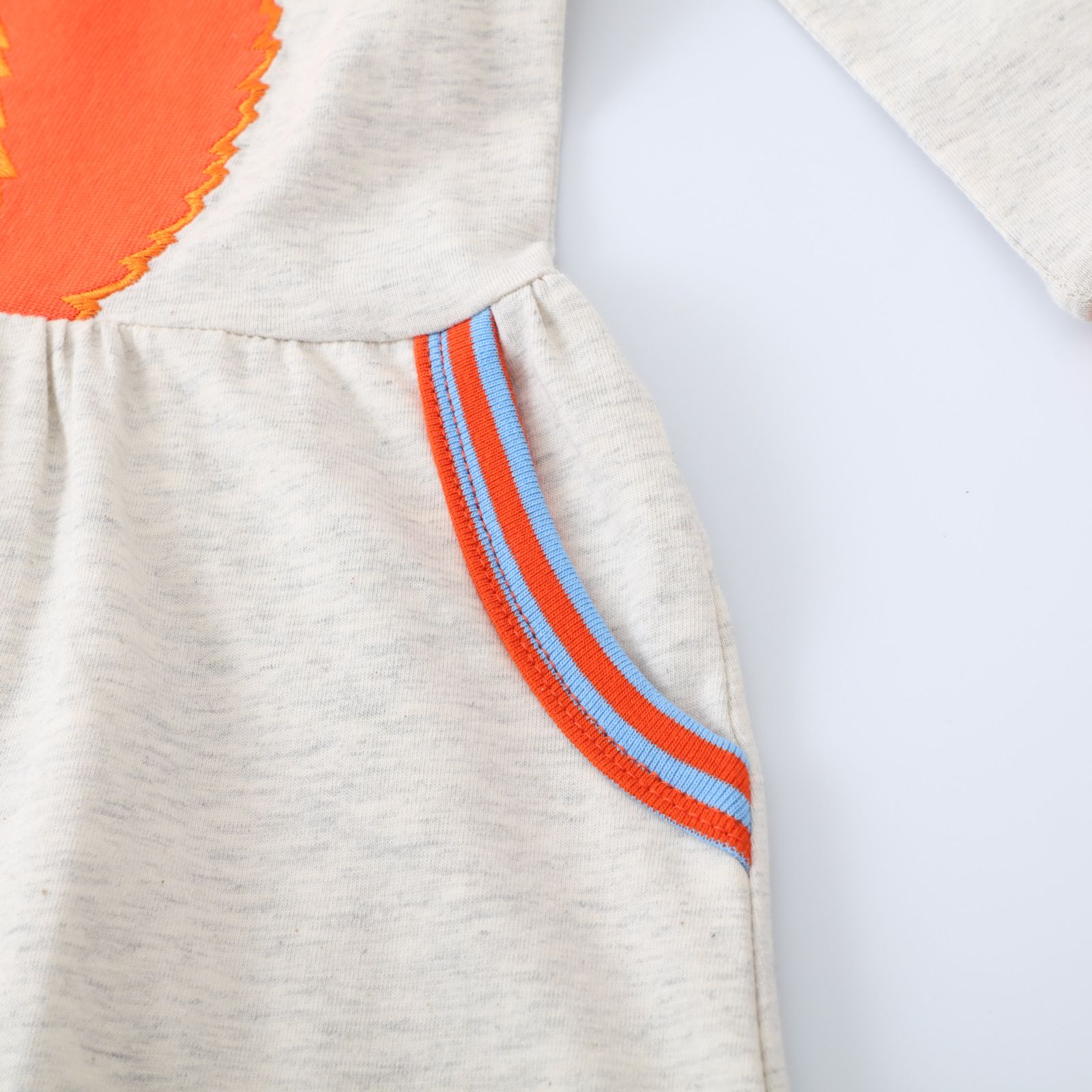 Jumping meters - 棉質圓領長袖連身洋裝-可愛松鼠-灰色