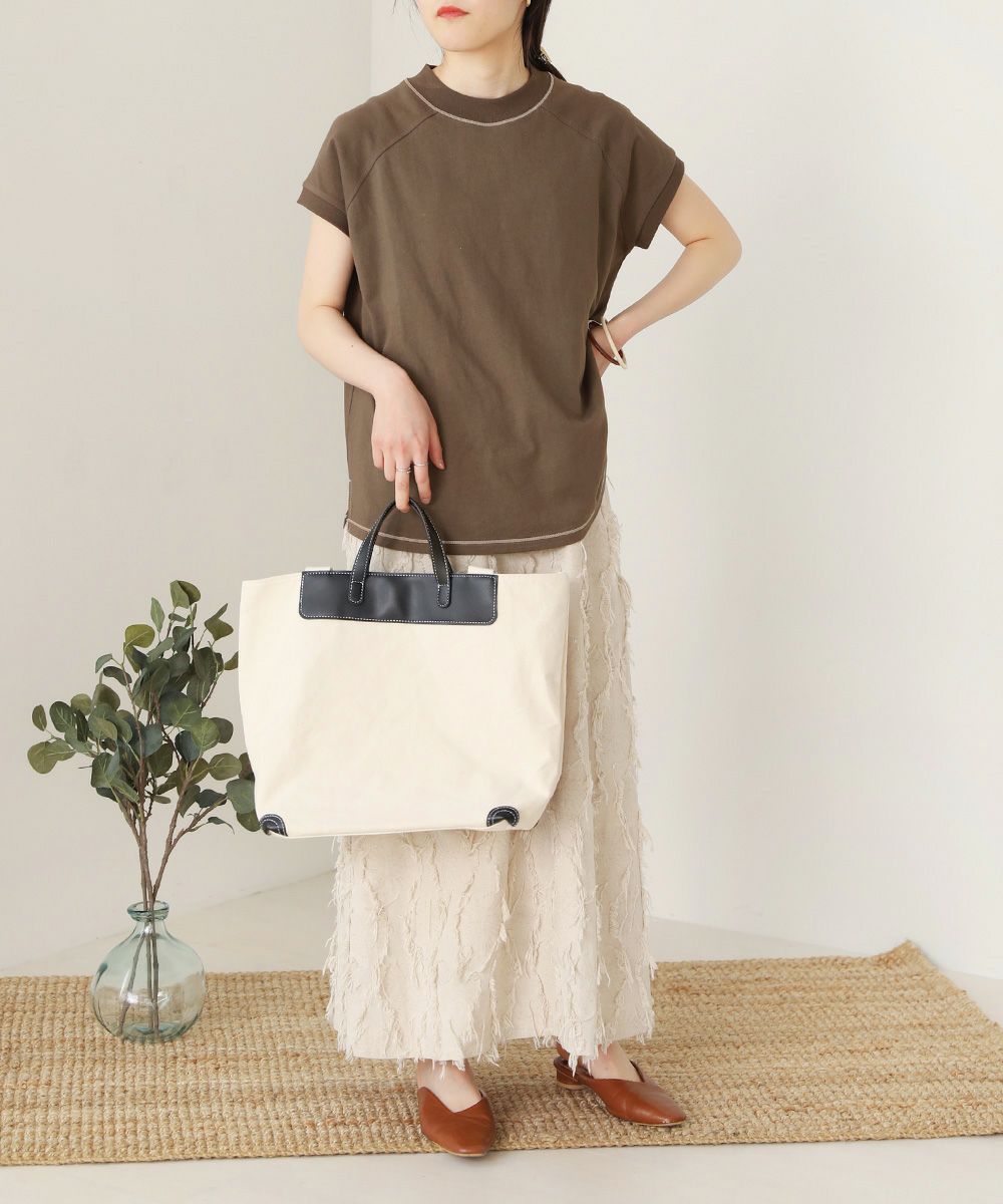 日本 Bou Jeloud - 接觸涼感 UV CUT 純美國棉短袖修身素T-撞色線條-綠