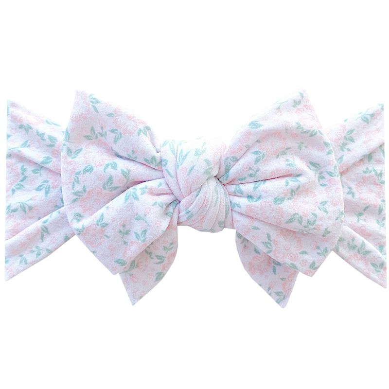 美國baby bling - 純手工超彈/極細緻輕柔/無束縛感蝴蝶結髮帶/髮飾_印花款-粉色波斯菊 (0-5歲適用)