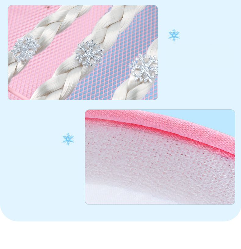 卡通公主兒童空頂帽-皇冠艾莎-髮夾款-藍色