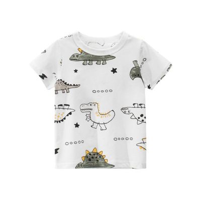 27KIDS - 純棉短袖上衣-塗鴉QQ恐龍-白色