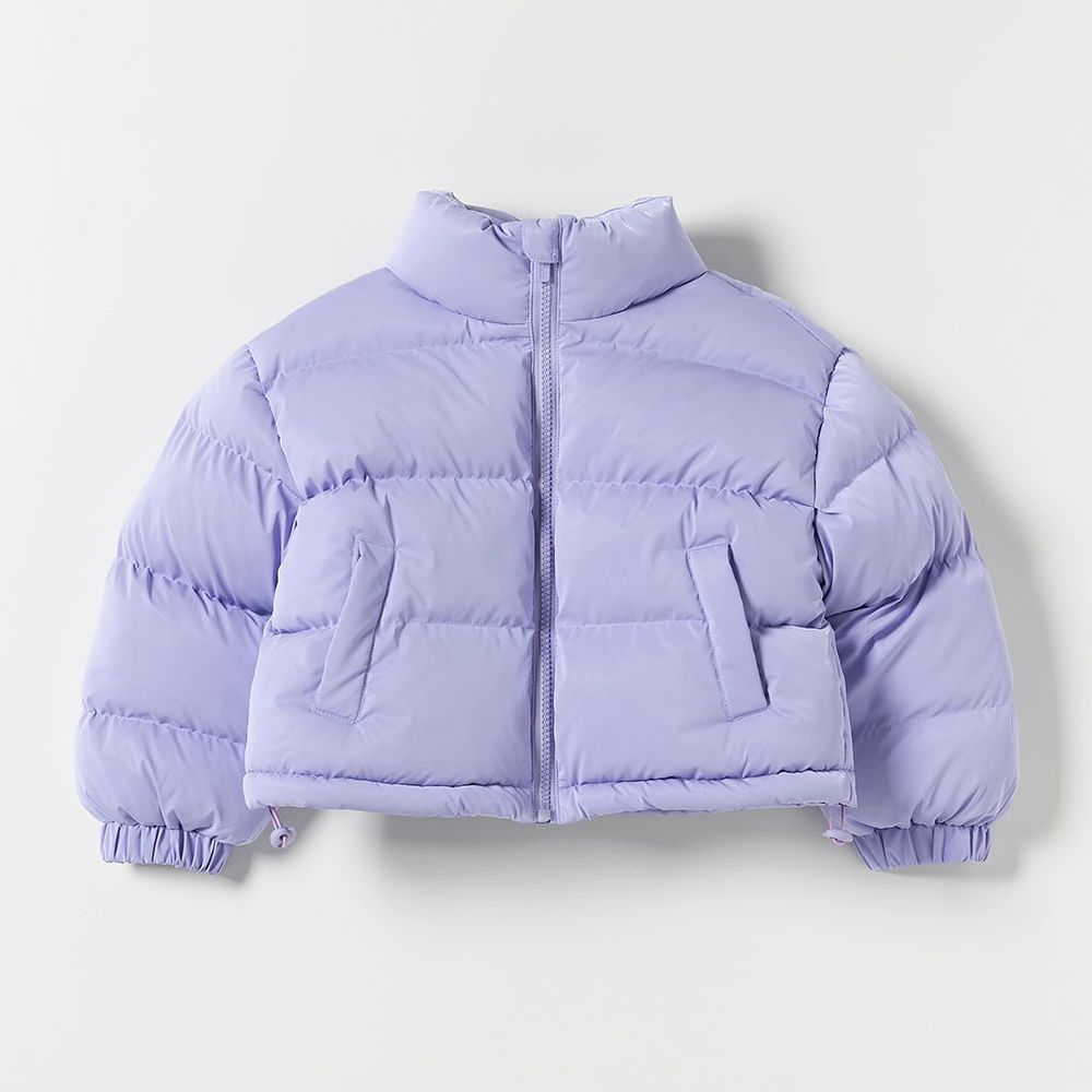 丁香紫保暖防風搖粒絨填充立領外套