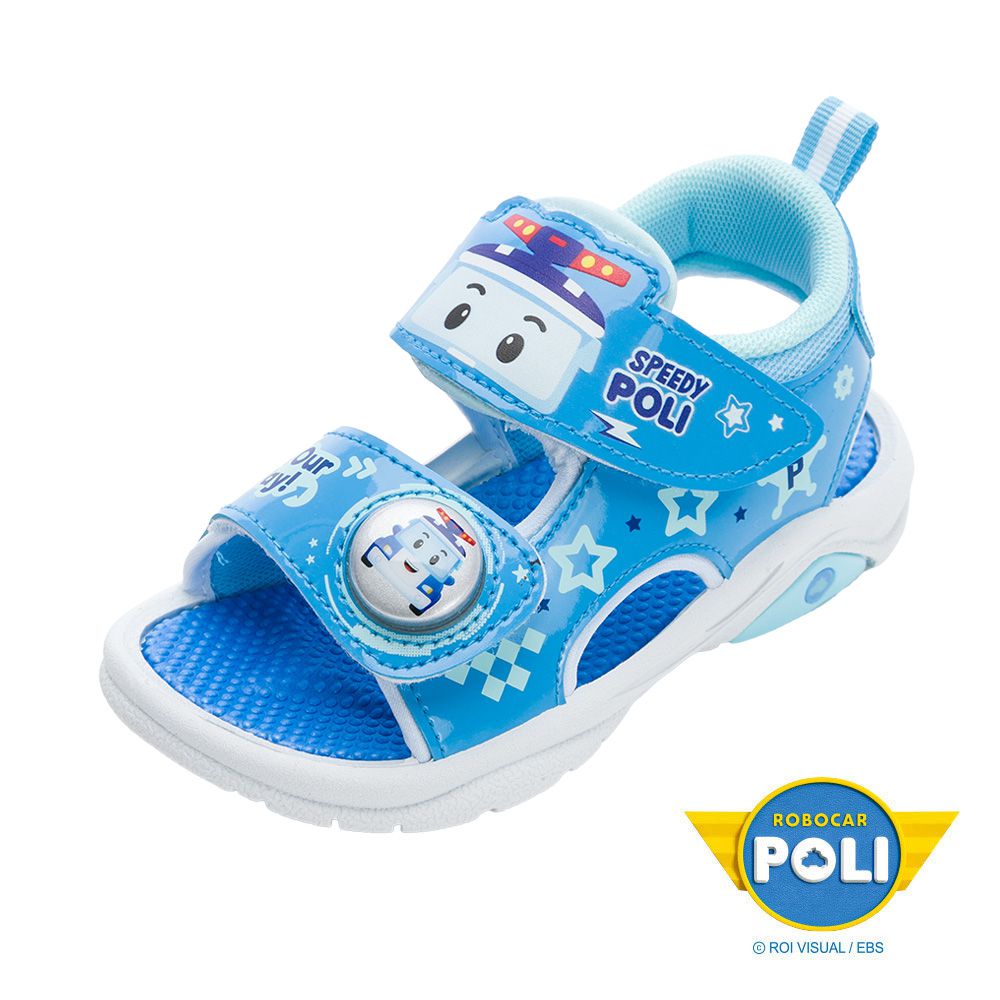 POLI 童鞋 電燈涼鞋 POKT54466-絆帶魔鬼氈設計穿脫方便-藍-(中童段)