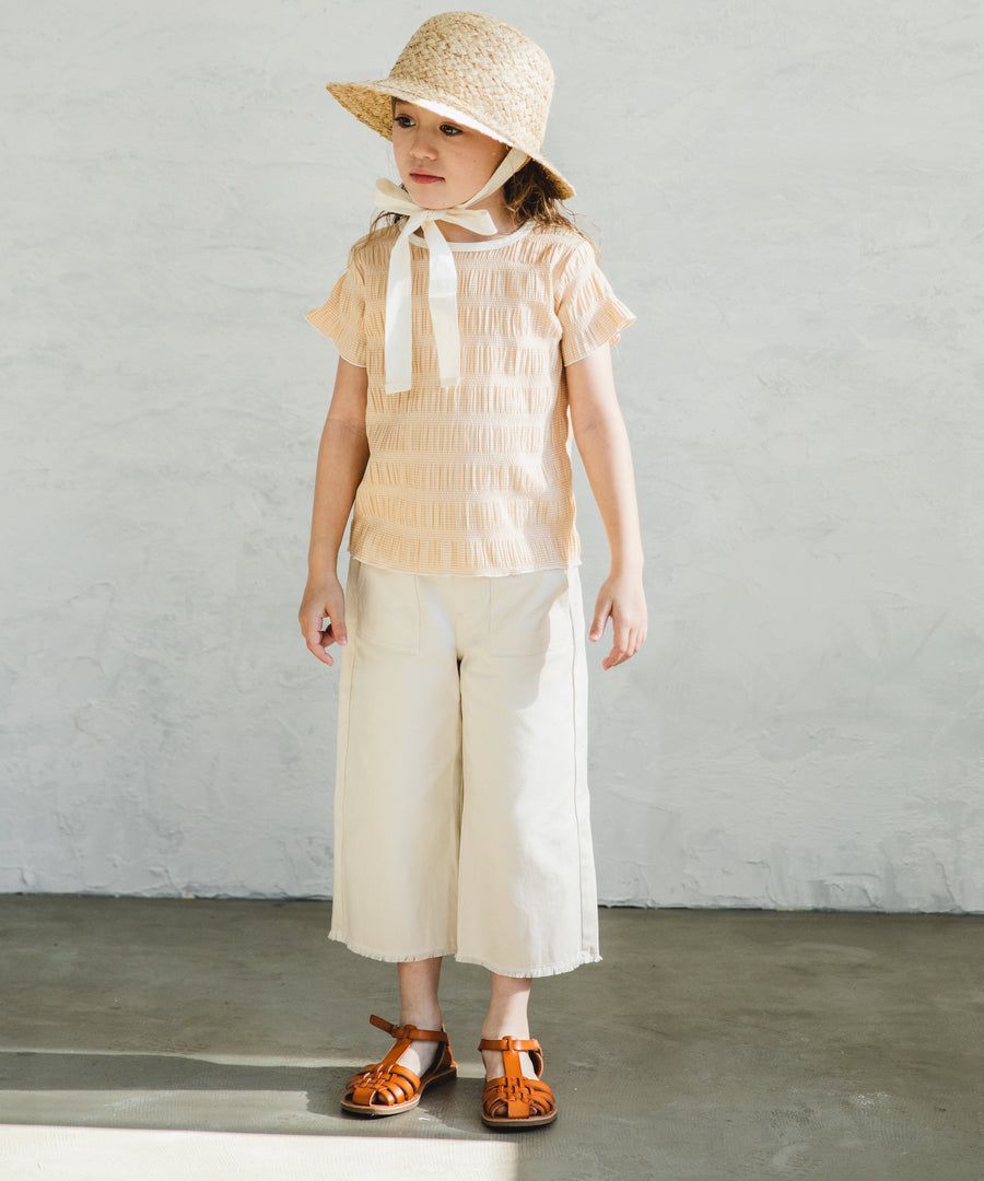 日本 PAIRMANON - 皺皺造型圓領短T(孩子)-灰