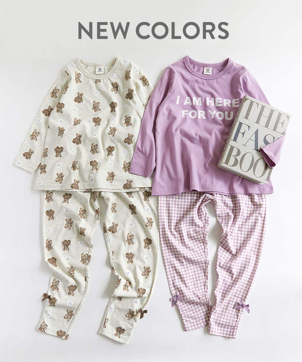 日本 devirock - 天竺棉透氣薄長袖家居服-FOR YOU-粉紫x格紋