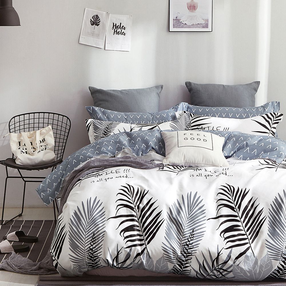 Pure One - 極致純棉寢具組-別緻花樣-雙人四件式床包被套組