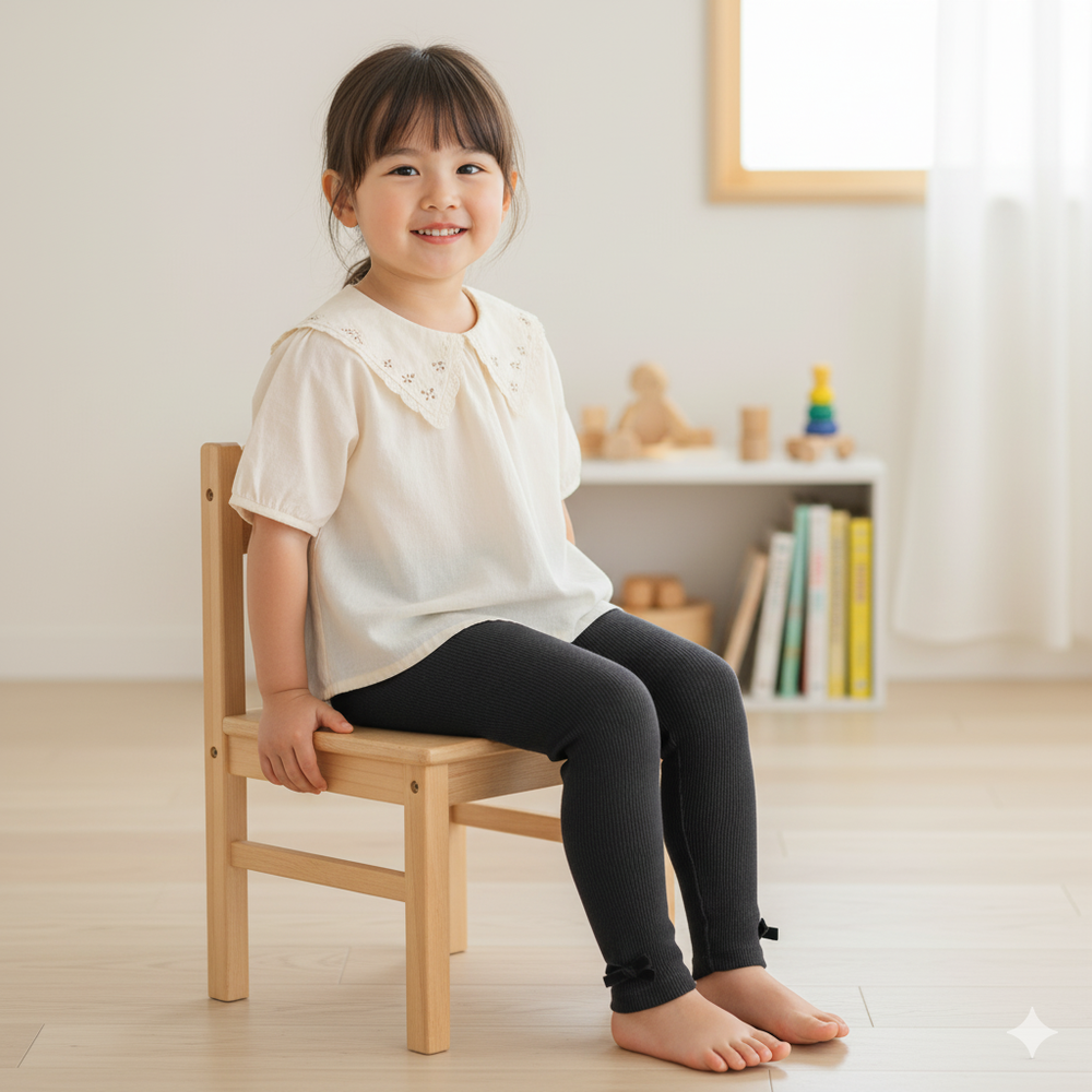 內搭褲-羅紋抽針針織布-黑色