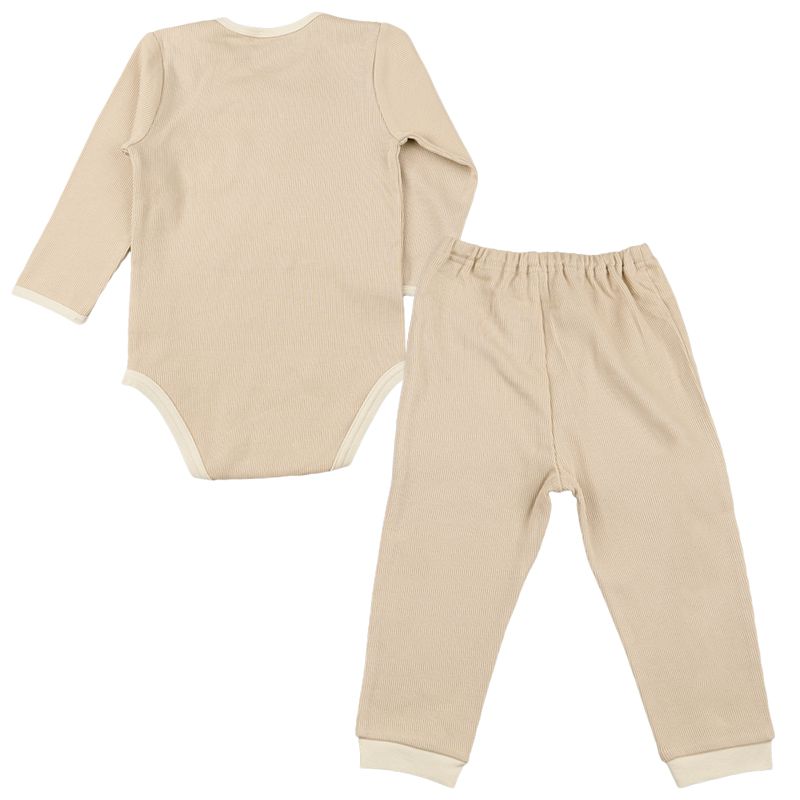 akachan honpo - 長袖包屁衣家居服-小熊-淺卡其色