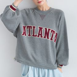 日本 Lupilien - 明亮撞色學院風抽繩針織上衣-灰