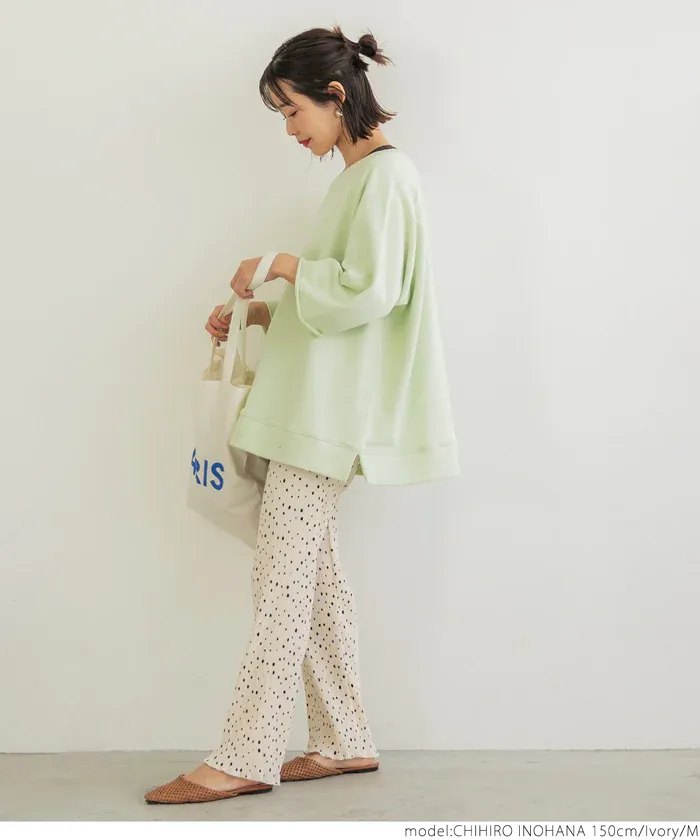 日本 COCA - 皺縮垂墜感休閒寬褲-大人-點點杏