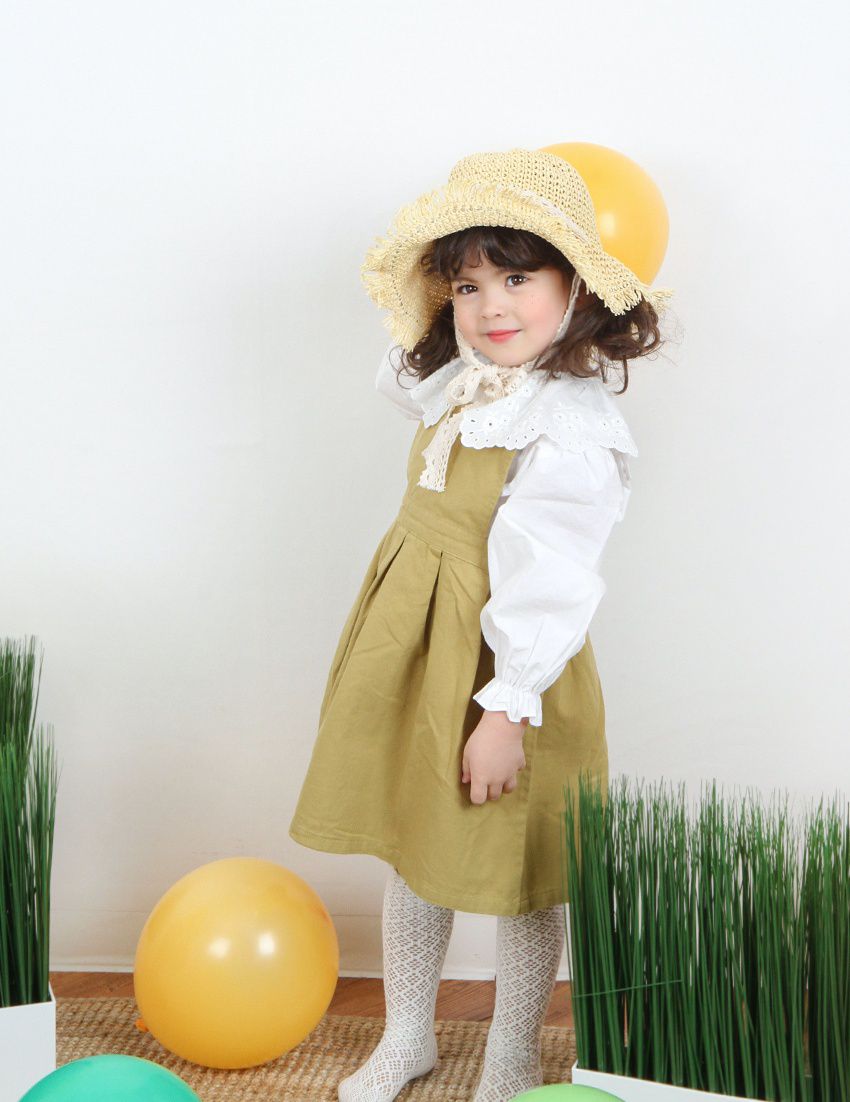 韓國 Babyblee - 鬚邊蕾絲大草帽-玫瑰粉 (頭圍：51-53cm)