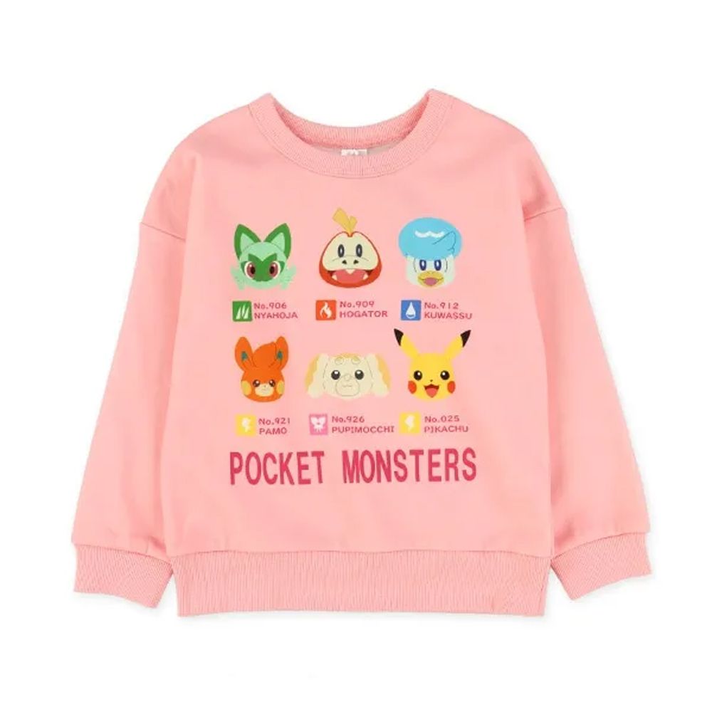 限量聯名 裏起毛保暖長袖上衣-卡通人物寶可夢-粉紅