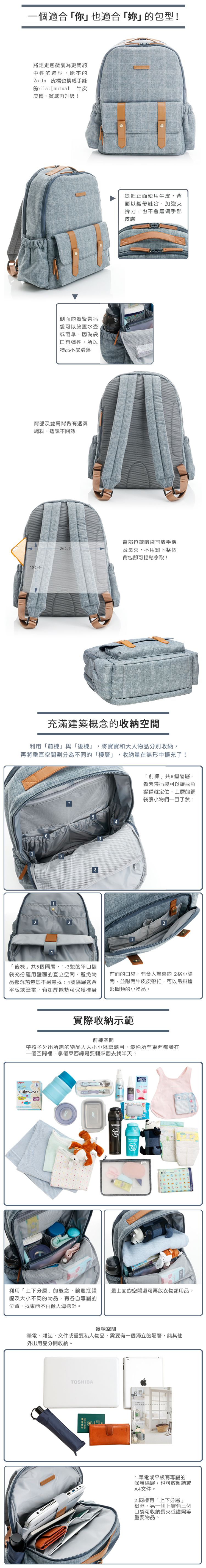 Zoila - Go Go Bag 走走包-紳仕丹寧-輕量美型媽媽包