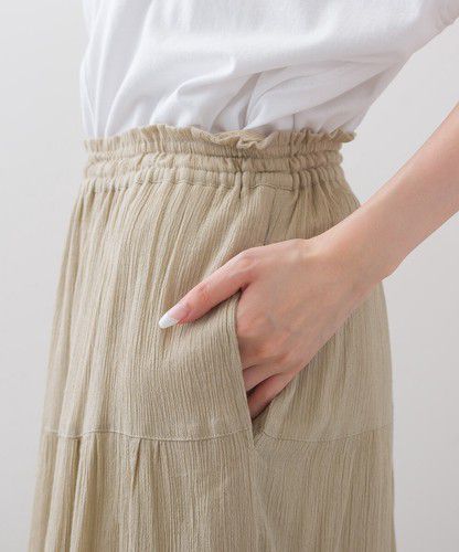 日本 Bou Jeloud - 細緻楊柳層次飄逸長裙-橄欖綠