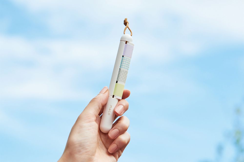 日本文具 Kanmido - maco 筆式紙膠帶收納切割器-限定款-粉橘紅鶴 (15mm專用)-含紙膠帶