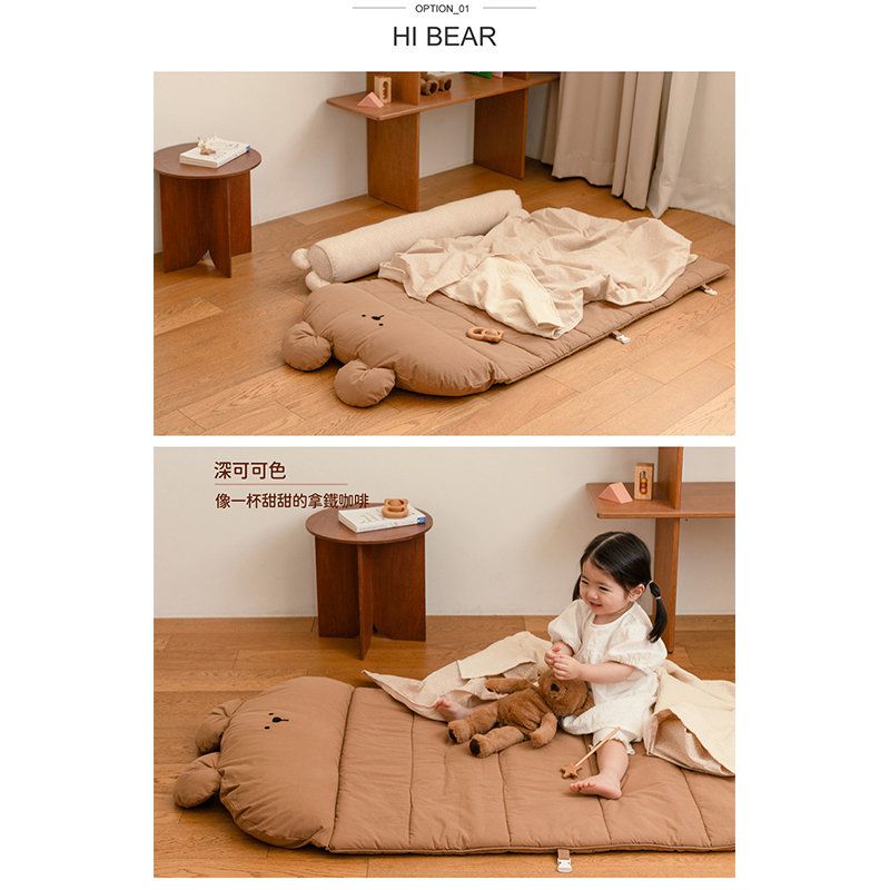 正韓Hello HiZoo - 純手工製純棉柔感便攜式動物兒童睡袋(枕頭+睡墊+被子)-Hi Bear 熊熊
