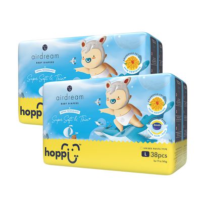 Hoppi - airdream 輕薄系列嬰兒尿布－褲型(L)－38片－2袋