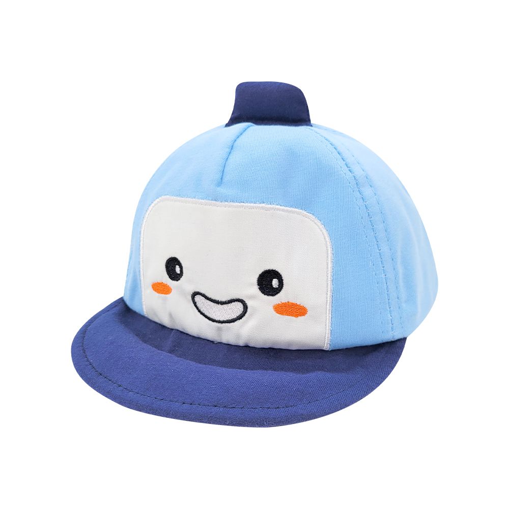 JoyNa - 寶寶遮陽帽 嬰兒棒球帽 鴨舌帽 微笑機器人童帽-藍色