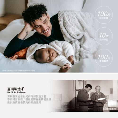 雲柔床墊-海洋之星 百晚試睡 十年保固 絲質觸感面料 山寧泰 防螨抗菌技術 全泡綿床墊 全台灣製