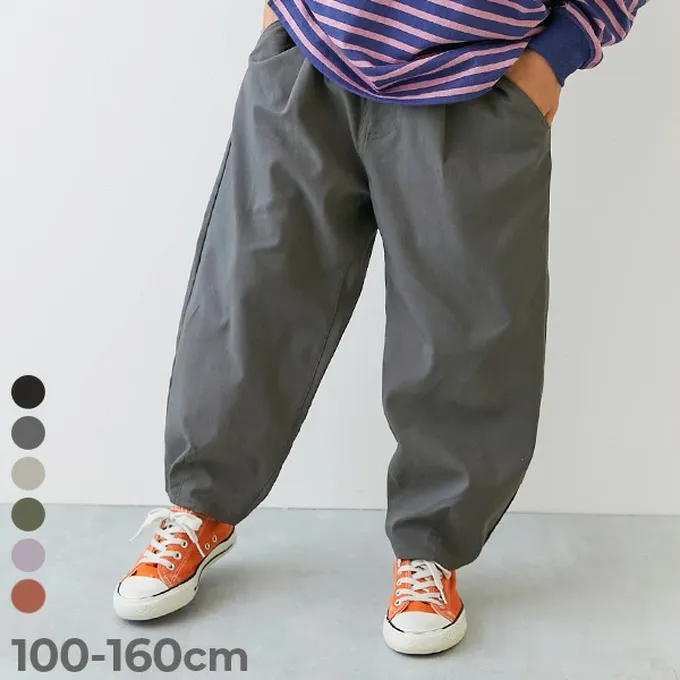 日本 devirock - 彈性斜布紋寬鬆氣球長褲-黑