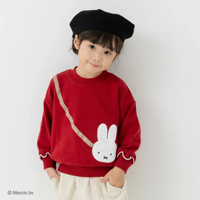 日本 Chil2 - 限量聯名 裏毛米飛兔印花大學長袖上衣-變色亮片-粉紅