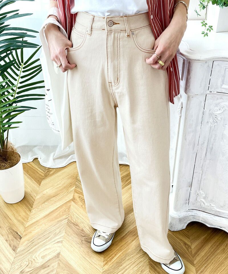 日本 Classical Elf - 熱銷必收！純棉厚磅顯瘦美腳寬褲-海軍藍