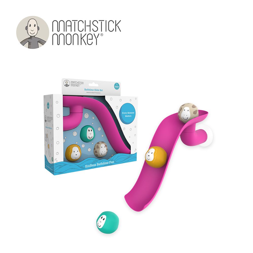 Matchstick Monkey - 滾滾猴滑水道洗澡玩具-桃紅色
