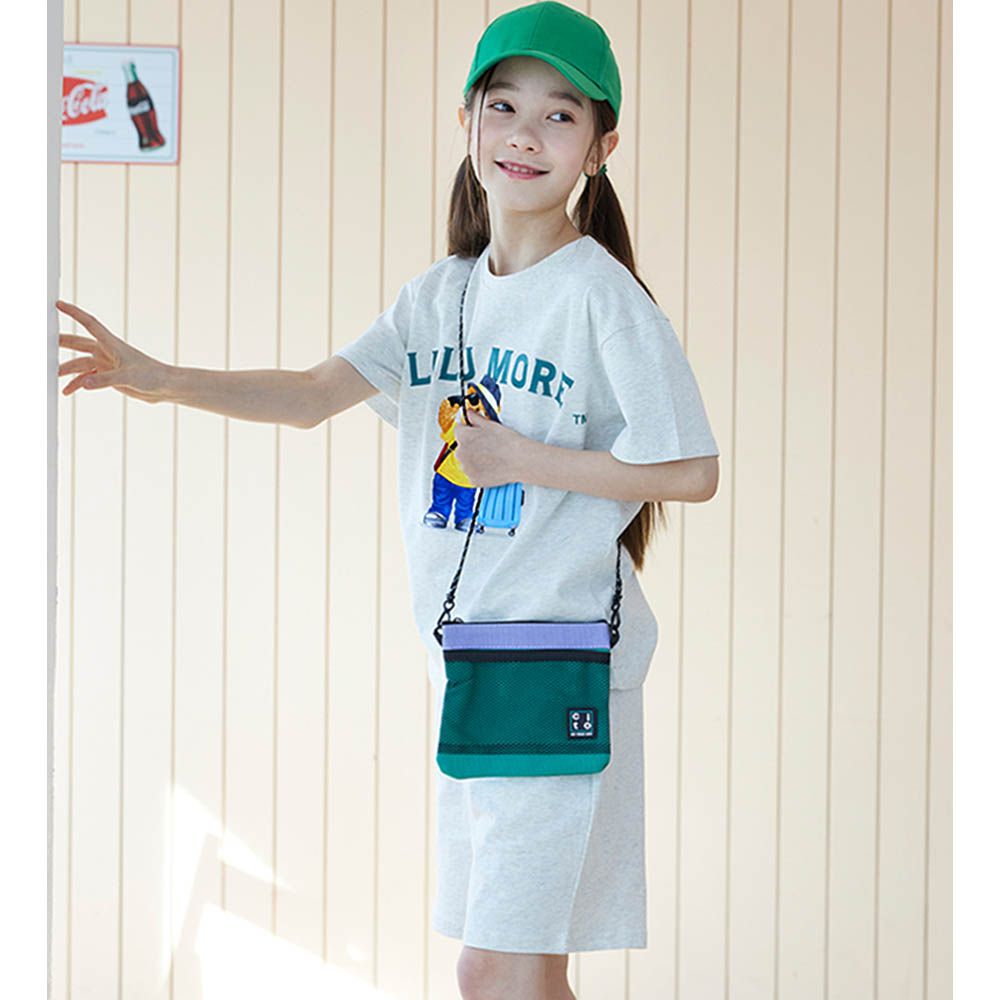 舒適純棉短袖套裝-旅行熊熊-燕麥灰