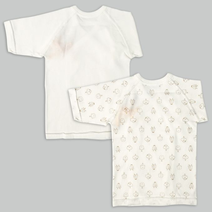 akachan honpo - 長袖肚衣2件組-按扣款 動物園-米白色