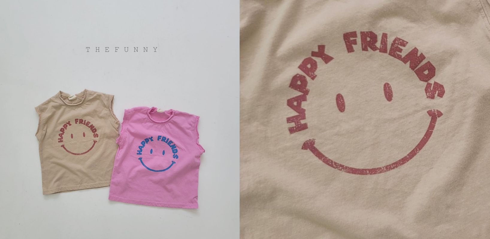 韓國 The Funny - 微笑好朋友無袖上衣-粉紅