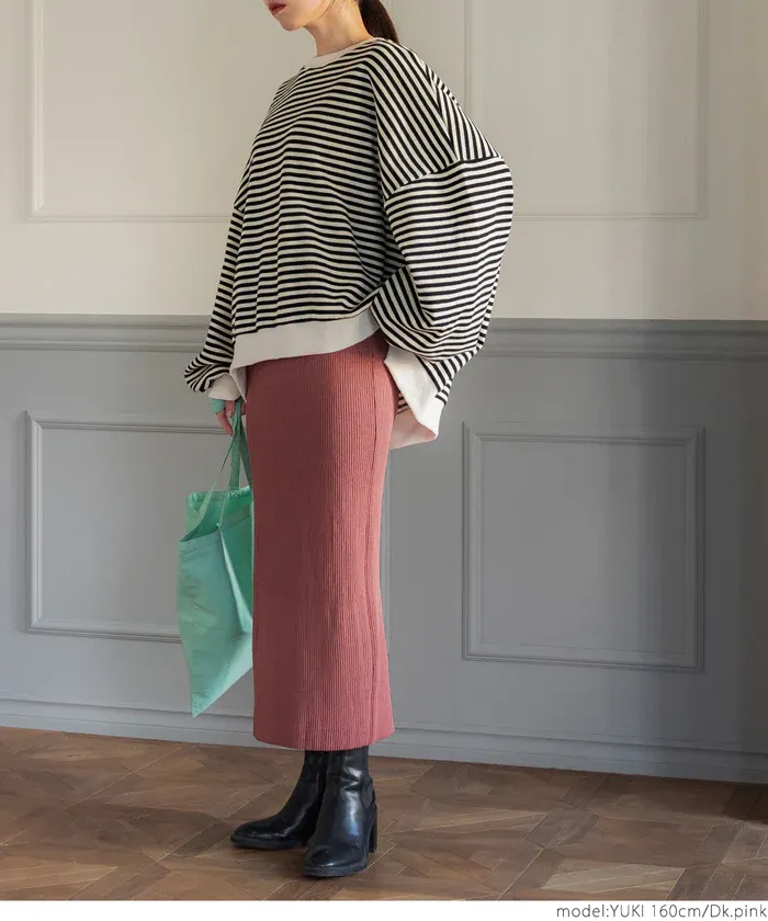 日本 COCA - 四季百搭彈性修身長裙-煙燻粉