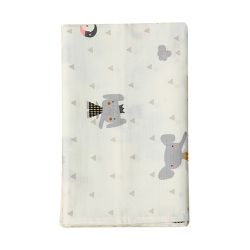 JOYNA - 多功能棉紗蓋被 薄款嬰兒被 純棉透氣包巾 嬰兒床床單-灰色大象 (125*125cm)