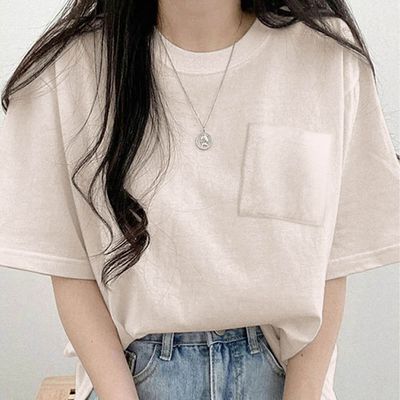日本 GRL - 胸前口袋百搭短袖上衣-象牙白 (F)