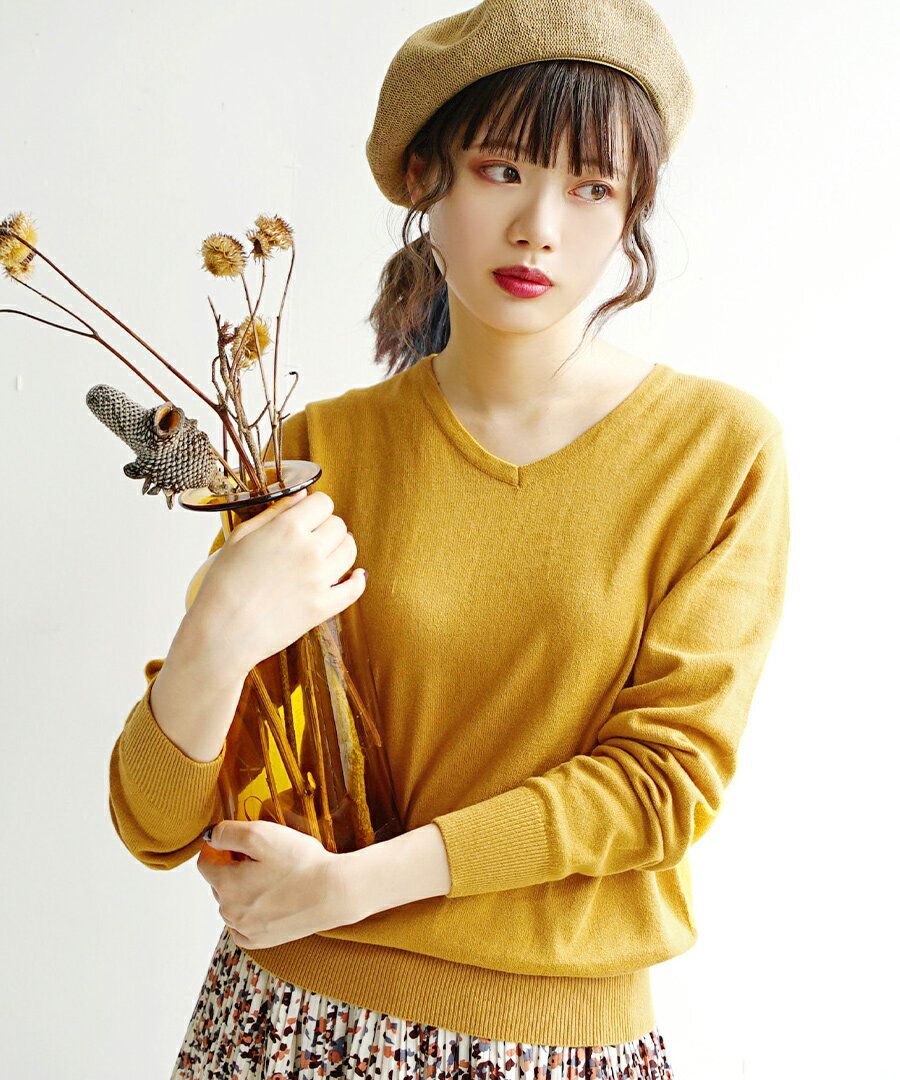 日本 zootie - 定番款純棉V領針織上衣-深綠