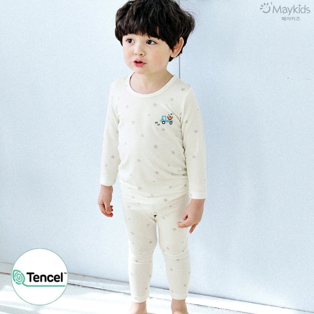 天絲莫代爾透氣長袖家居服-星星彩虹卡車-米