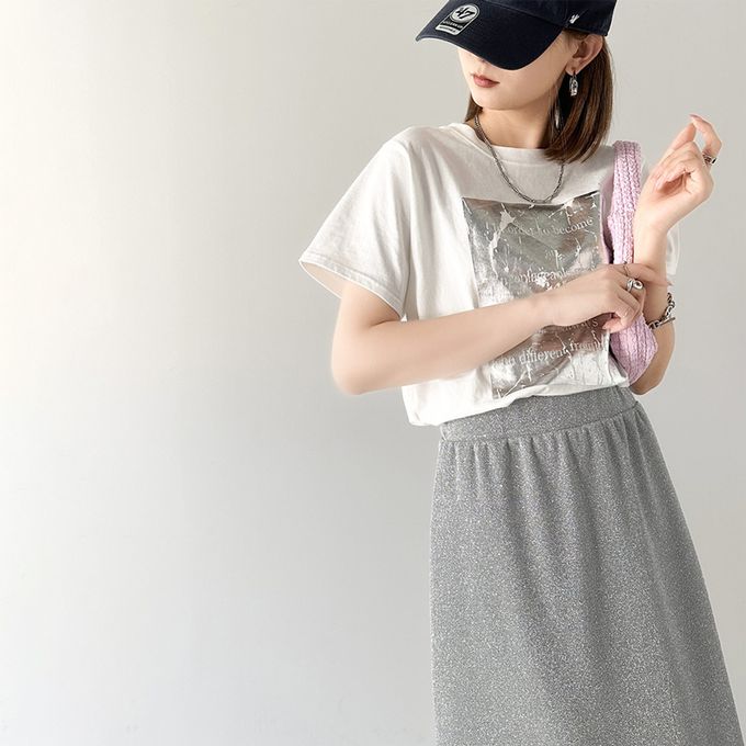 日本 Classical Elf - 時尚後開叉鬆緊銀蔥裙-黑