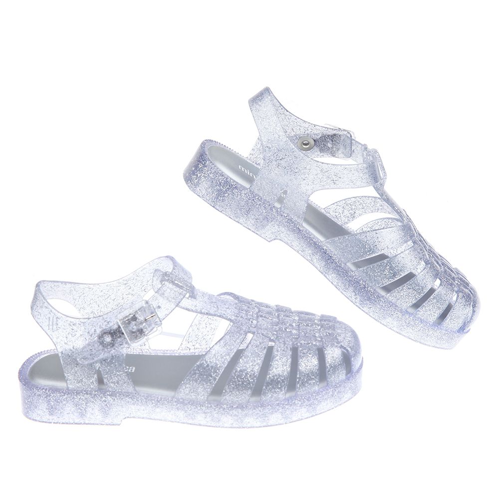 Melissa - 閃耀果凍銀兒童涼鞋漁夫鞋香香鞋-銀色