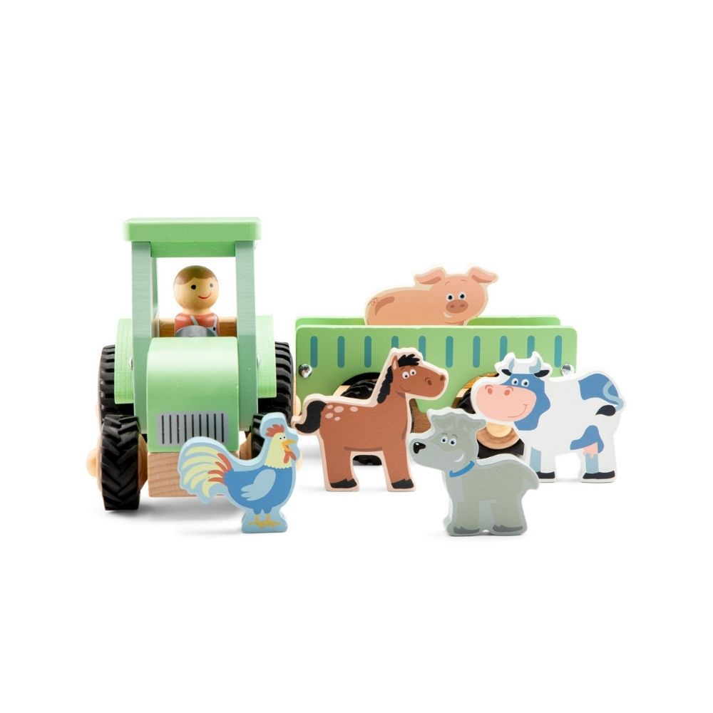 動物牧場木製拖拉車