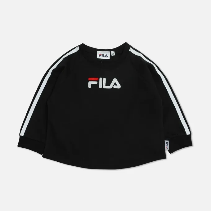 日本 Chil2 - FILA聯名 品牌刺繡長袖上衣-LOGO-卡其棕