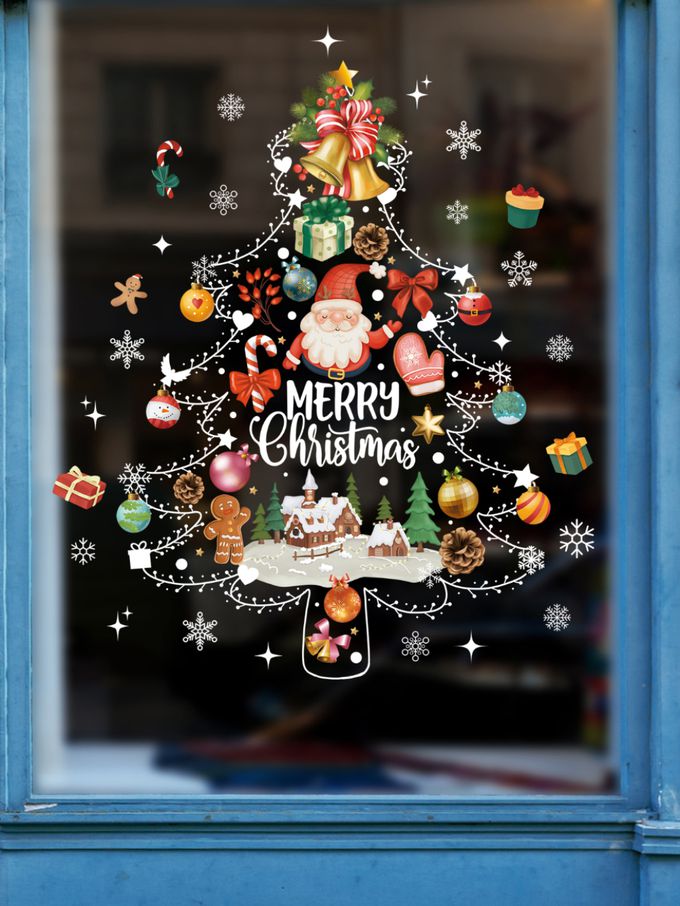 JB Design - 時尚壁貼(靜電貼)-SDJ2311繽紛雪花聖誕樹-2入 (45cm*30cm)