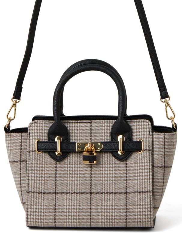 日本 GRL - 2way格紋小托特包/側背包-黑