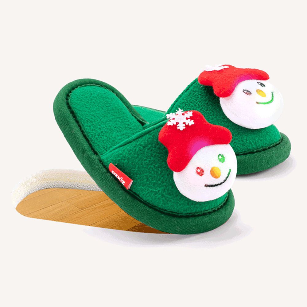 韓國 OZKIZ - 消音防滑室內鞋-LED閃耀聖誕款-雪人好朋友